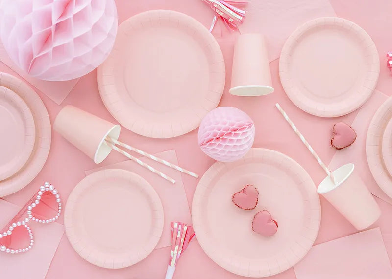 Platos de papel, rosa claro, 18 cm