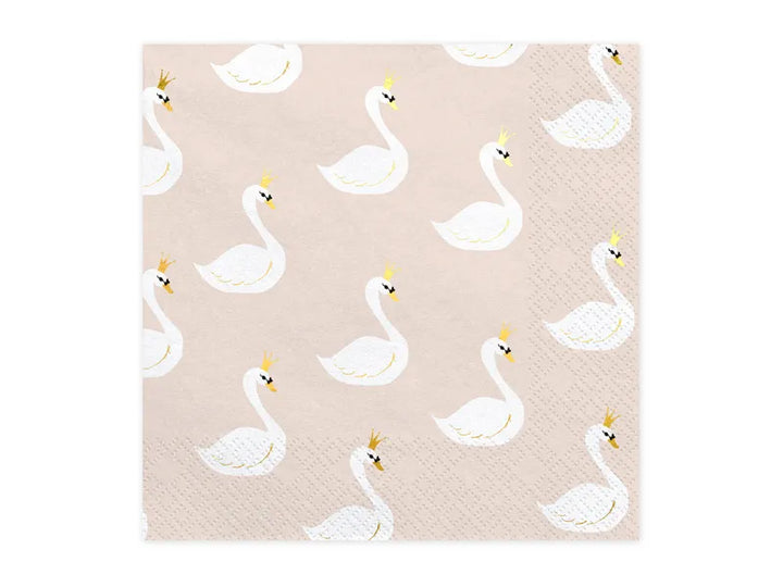 Servilletas con diseño de cisne, 33x33 cm.