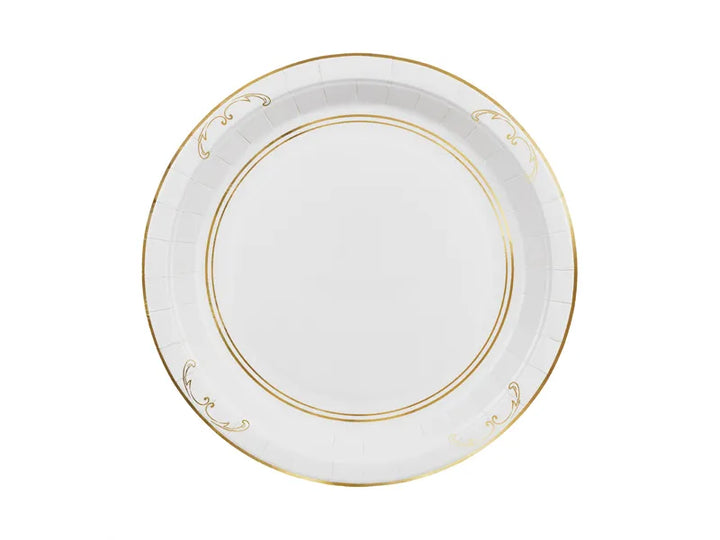 Platos de papel decorados, blancos, 23 cm