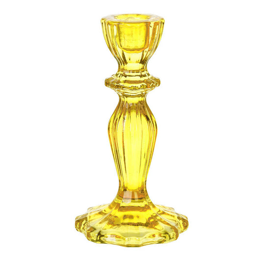 Portavelas de vidrio amarillo, decoración de primavera