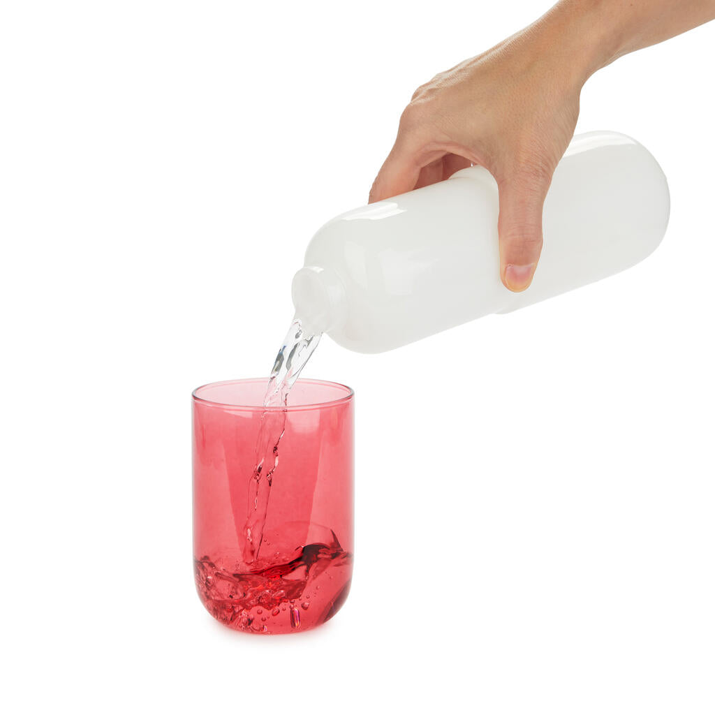 Botella &amp; Vaso Water Pill 550 ml blanco/rosa