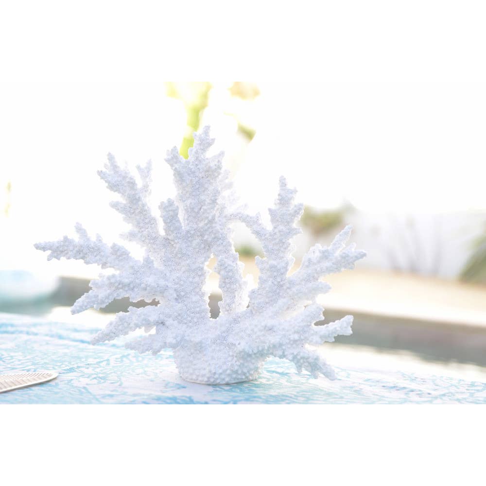 Coral decorativo blanco de poli resina, 34x13x27 cm