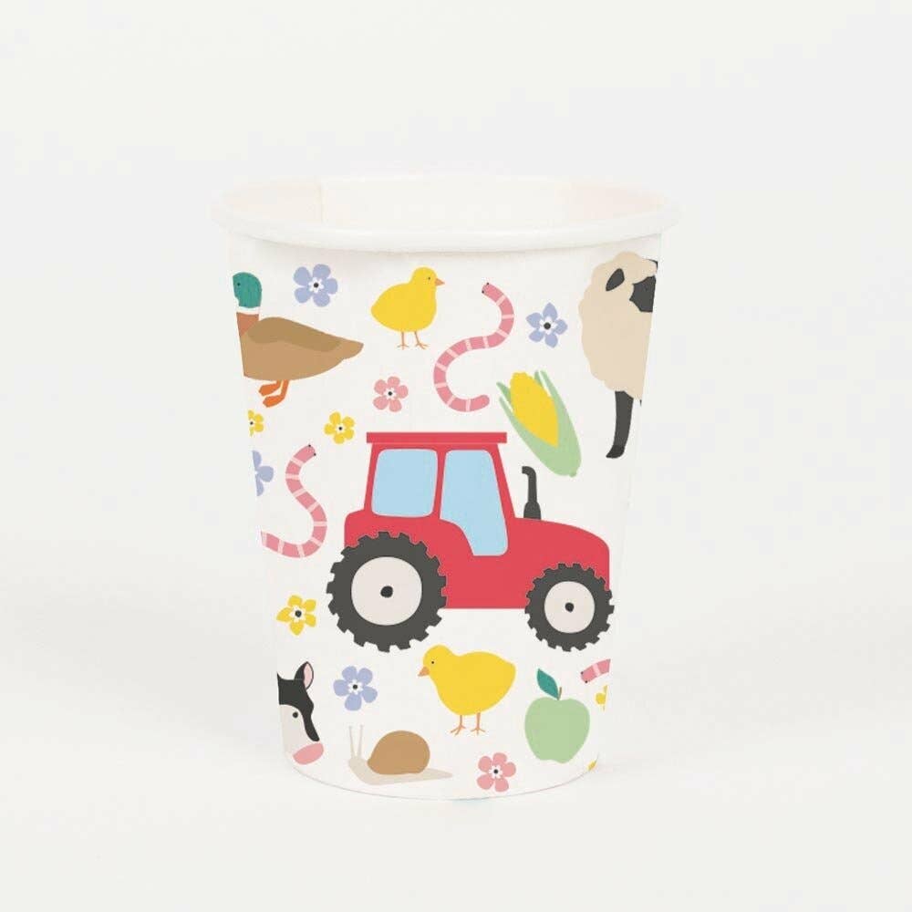 8 VASOS DE CARTÓN - ANIMALES DE LA GRANJA