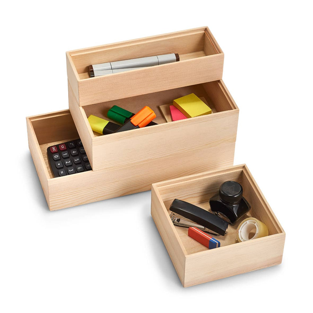 Caja organizadora de madera de pino