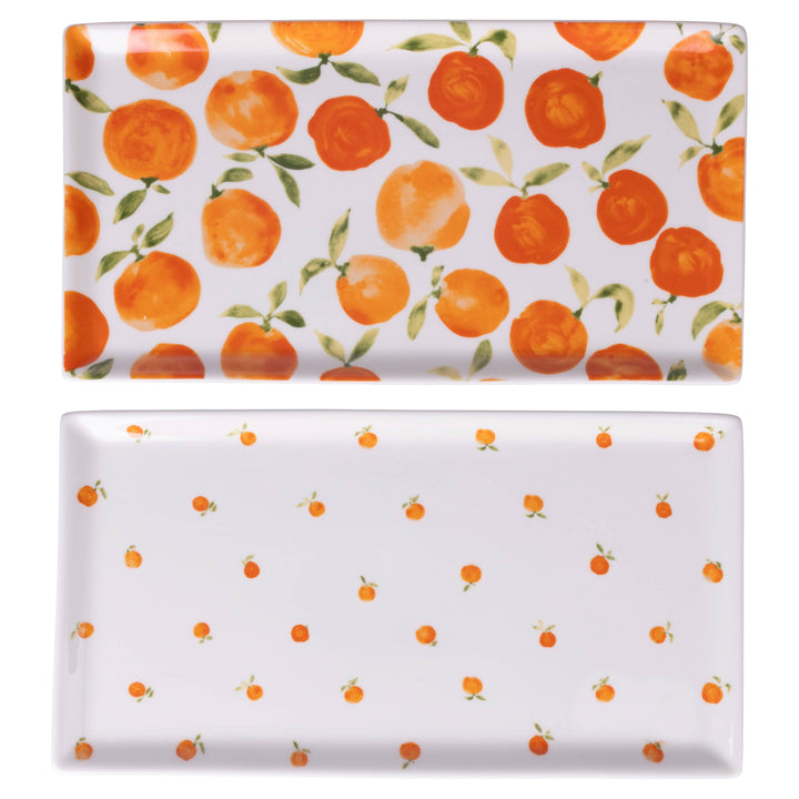 Plato rectangular Fruit Life con decoración de naranjas granes, 31,6 x 16,8 cm