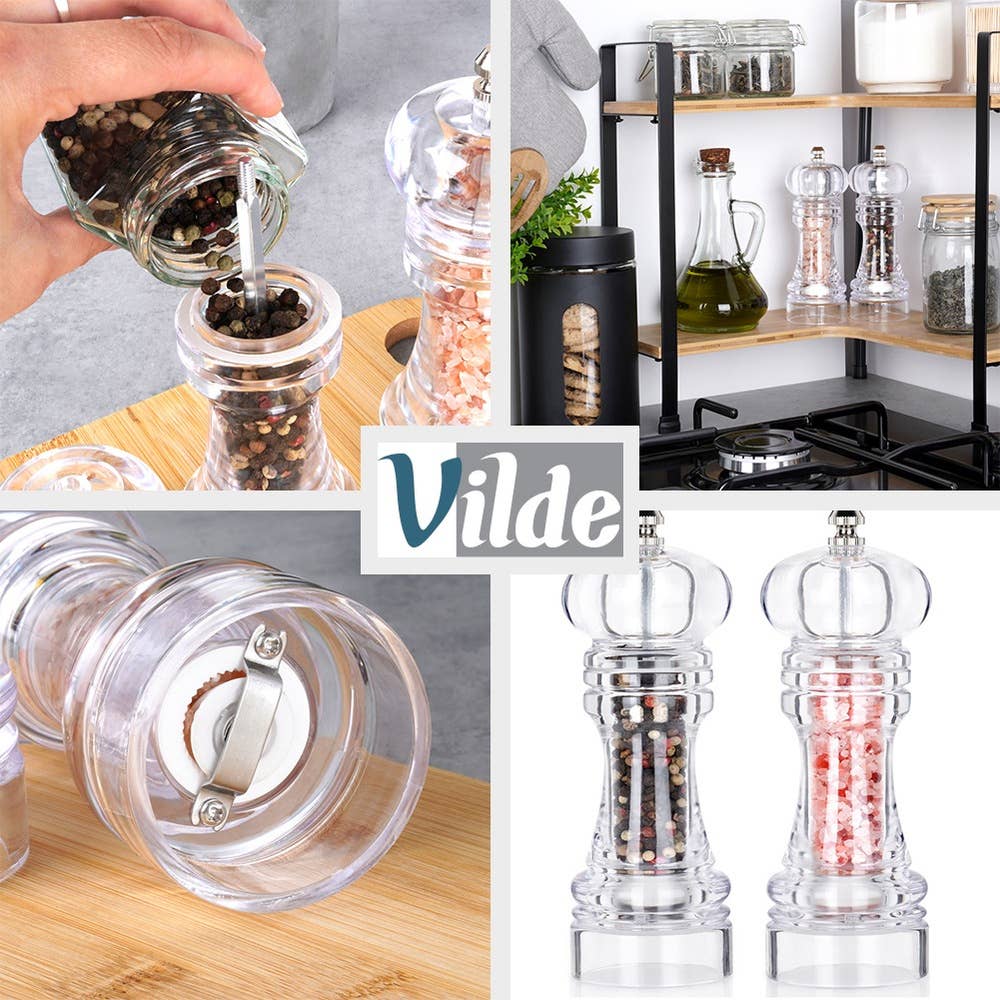 Molinillo de pimienta y sal acrílico 16 cm 2 uds 259407