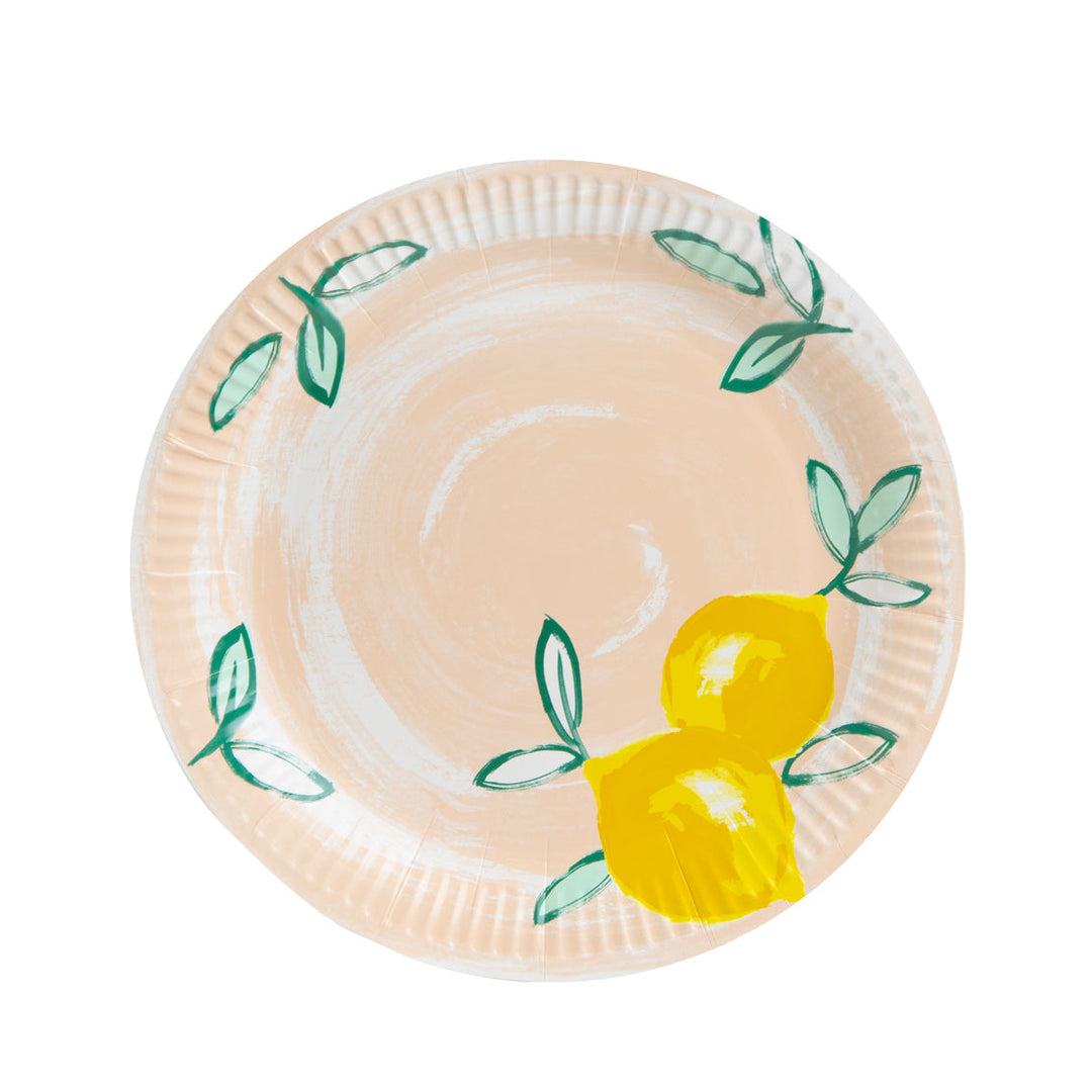 Platos de papel Citrus Lemon - Paquete de 12