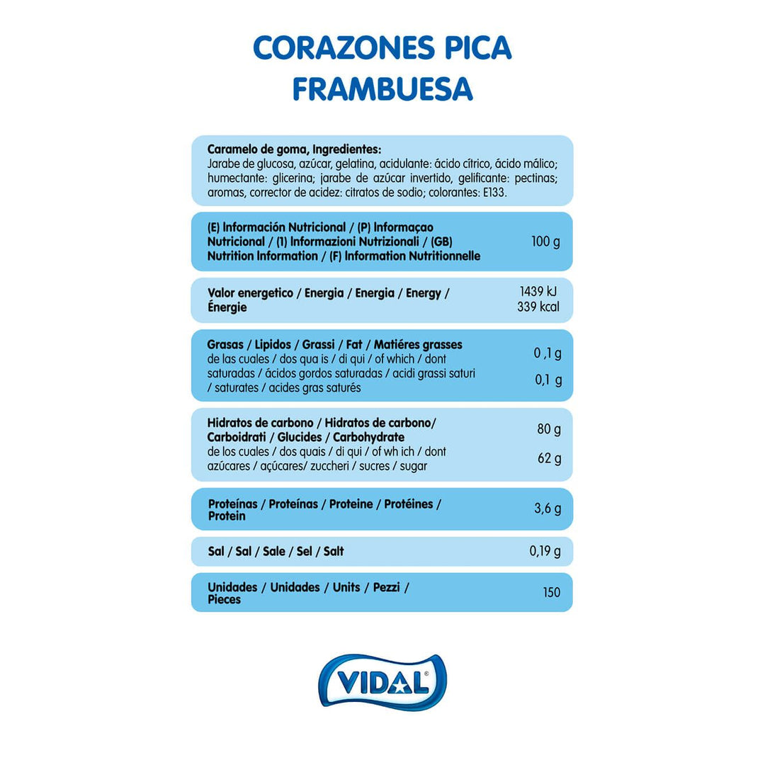 Corazones Rellenos Pica Frambuesa bandeja 825 g
