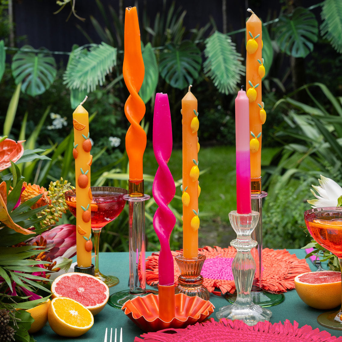 Velas para cena llamativas de frutas de verano, paquete de 2