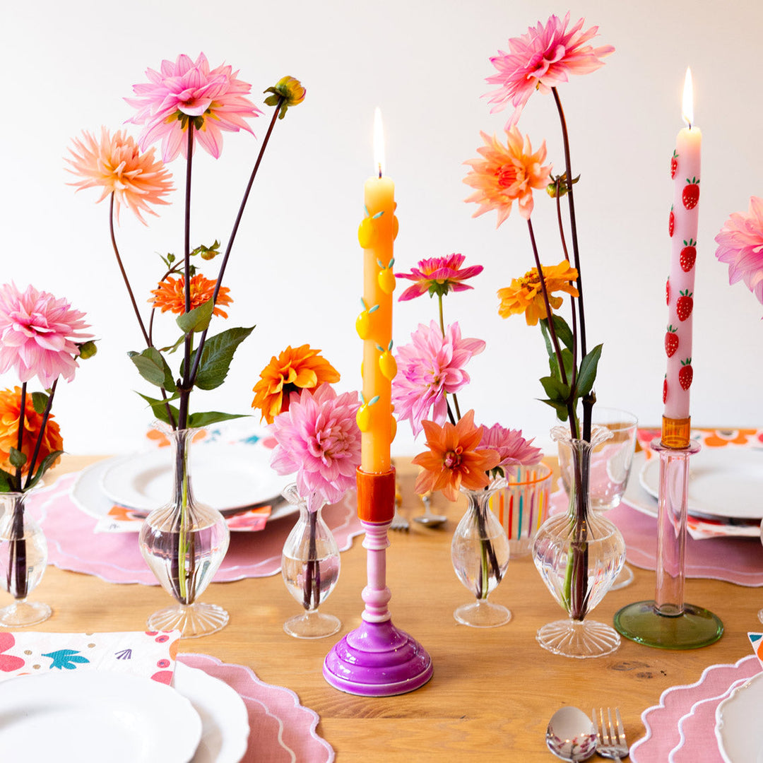 Velas para cena de color lila y fresa Statement, paquete de 2