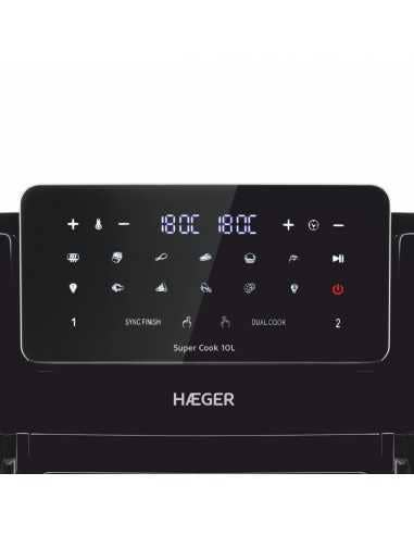 Freidora Digital sin Aceite HAEGER Super Cook 10L - 10 L, 10 Programas, 2 Cubetas, 2600 W