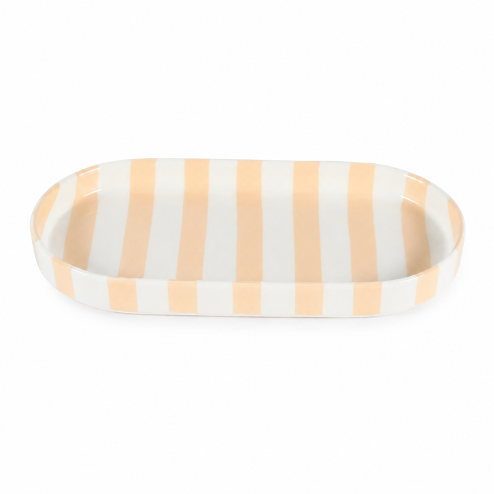 Bandeja Ovalada a Rayas - beige 22x11x2.5cm