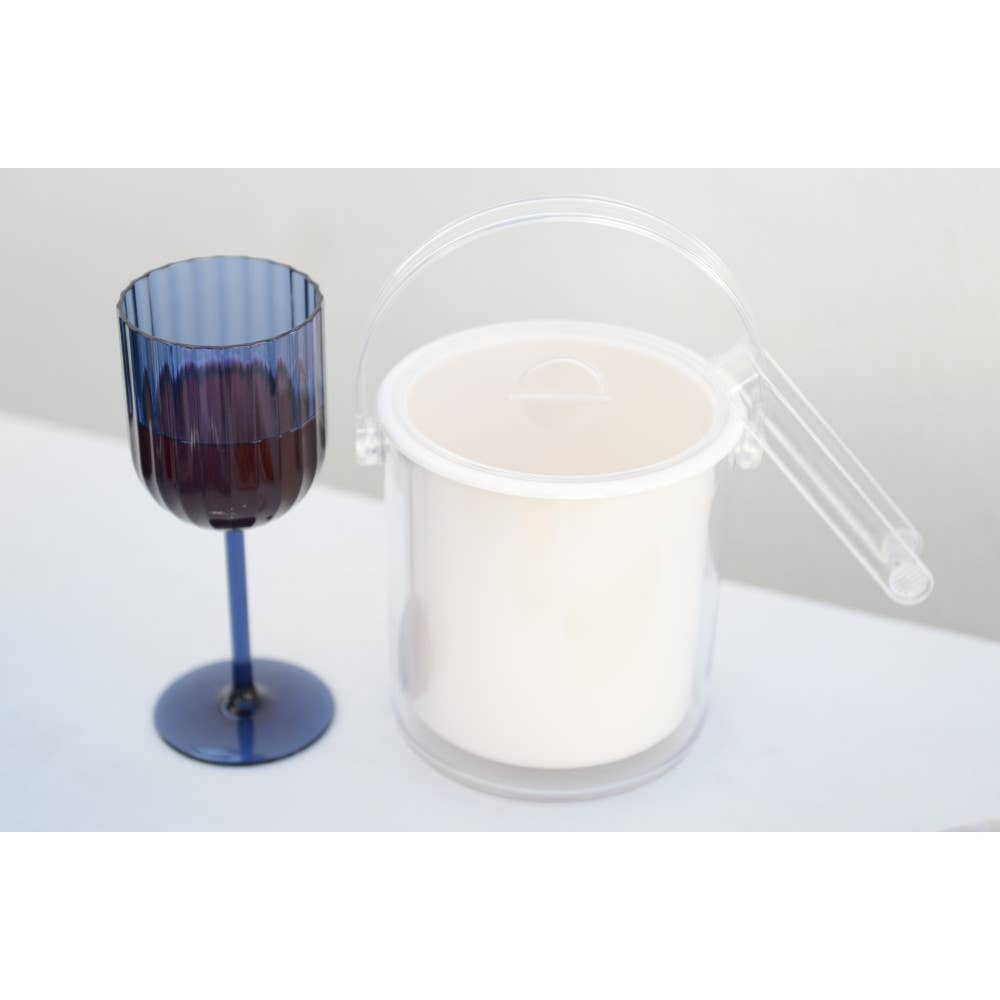 Cubo de hielo acrílico blanco con pinzas