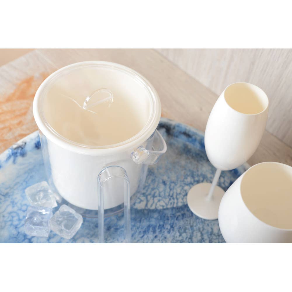 Cubo de hielo acrílico blanco con pinzas