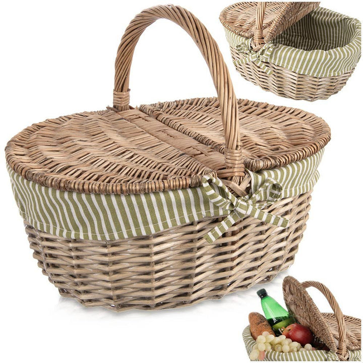 Cesta de picnic de mimbre cerrada 42 x 32 x 35 cm