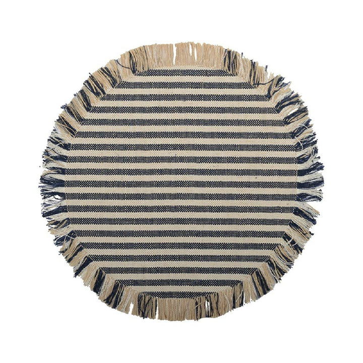 Mantel individual de arpillera a rayas beige y azul