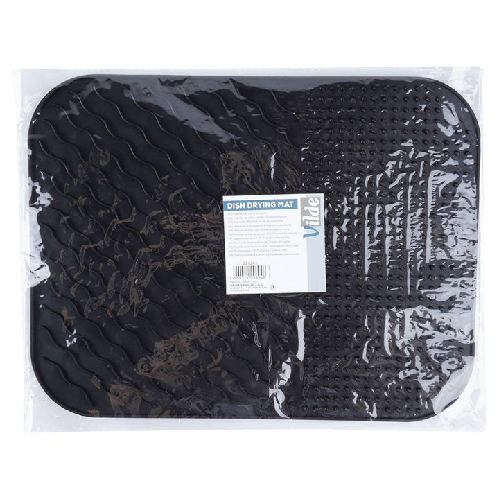 Alfombrilla de secado para platos de silicona negra 34 x 26,5 cm 229241