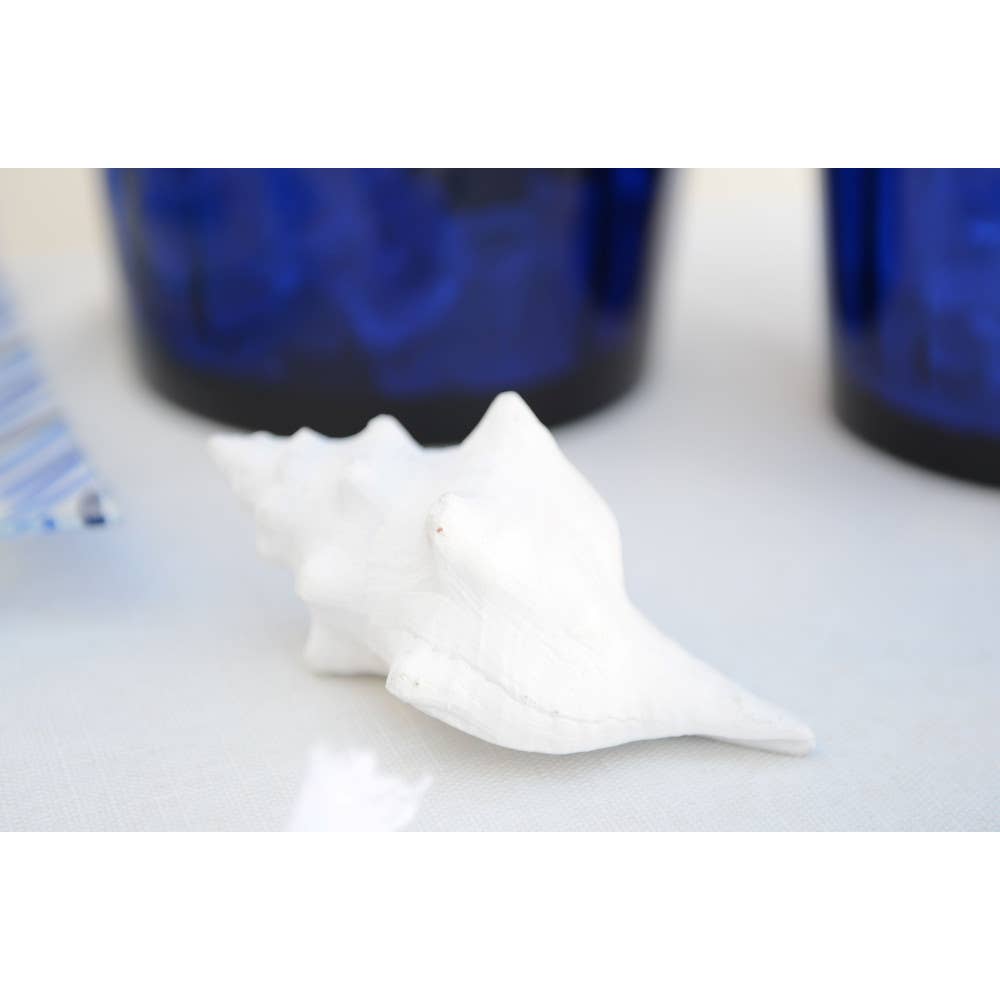 Concha decorativa blanca de poliresina 12,5x7x5 cm
