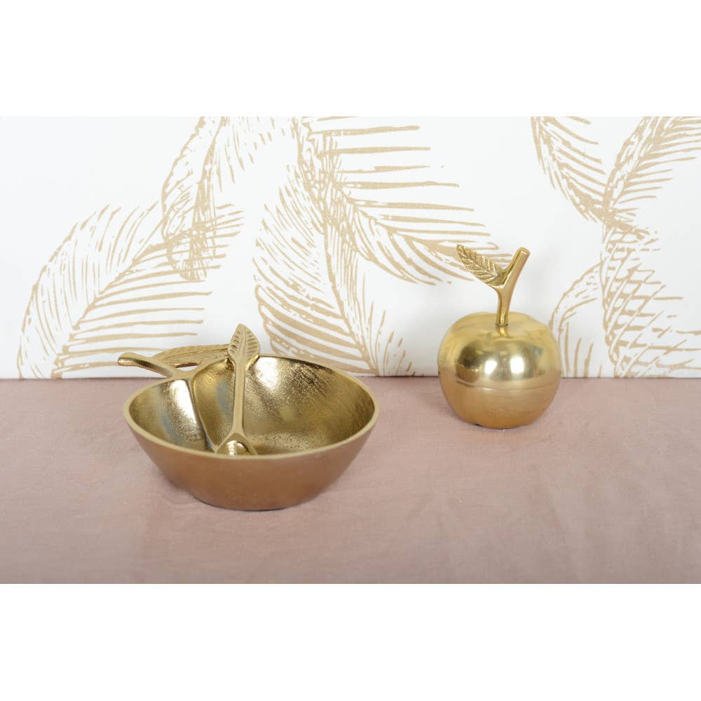 Caja dorada con forma de manzana 7,5x7,5x11 cm