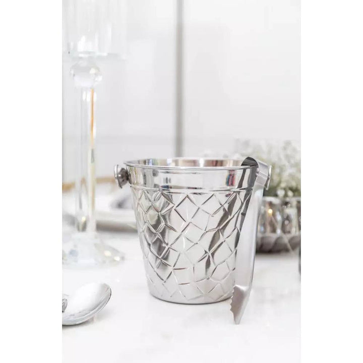Cubitera con pinza de acero inoxidable martillada 14cm