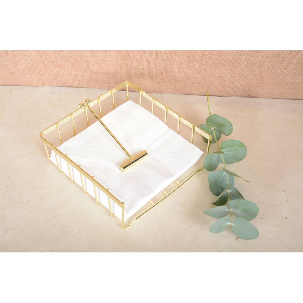 Porta servilletas de alambre dorado