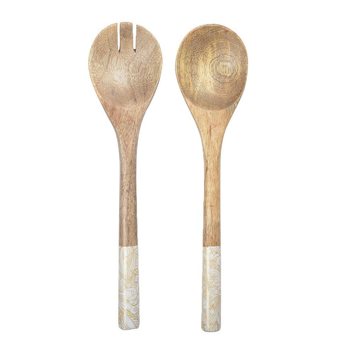 Cubiertos para ensalada de madera con diseño abstracto