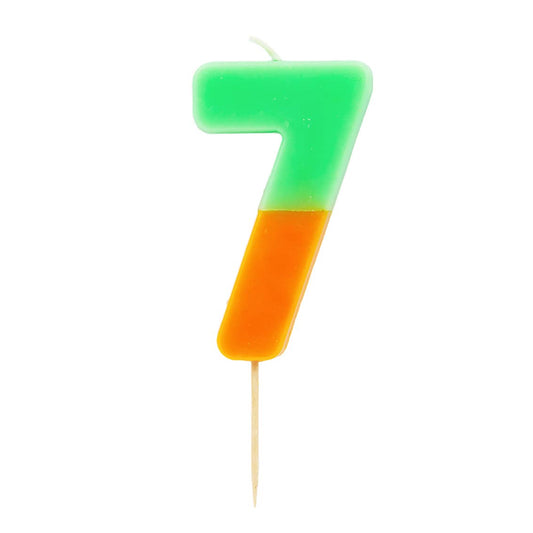 Vela número 7 de cumpleaños de 2 tonos, naranja degradado