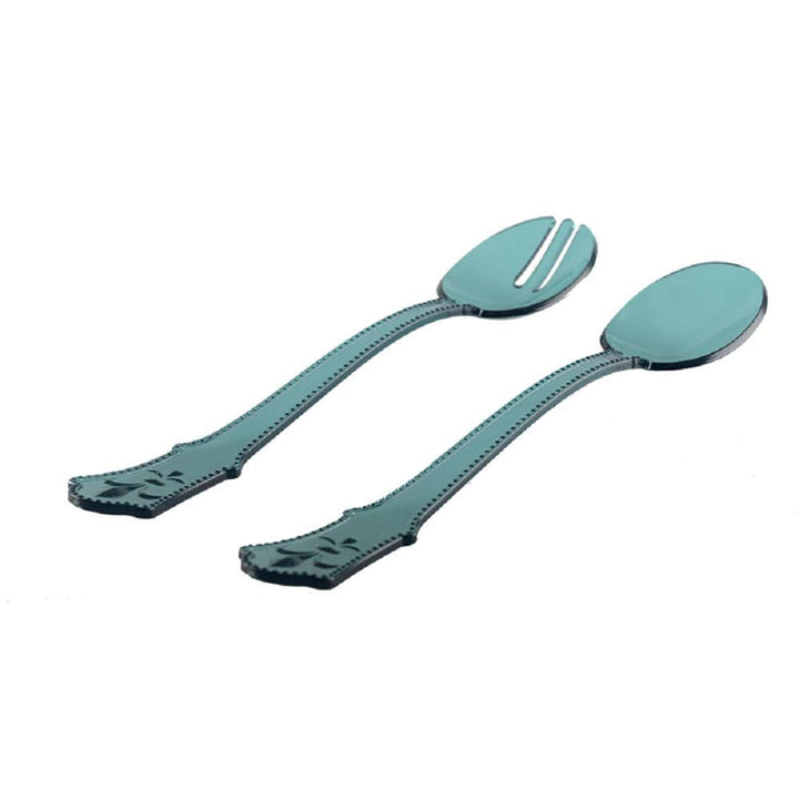 Cubiertos para ensalada de acrílico turquesa