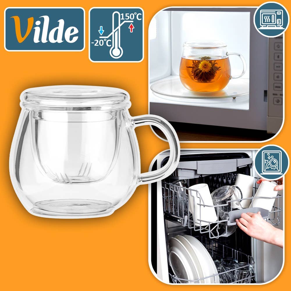 Taza con infusor y tapa de vidrio 400 ml 139815