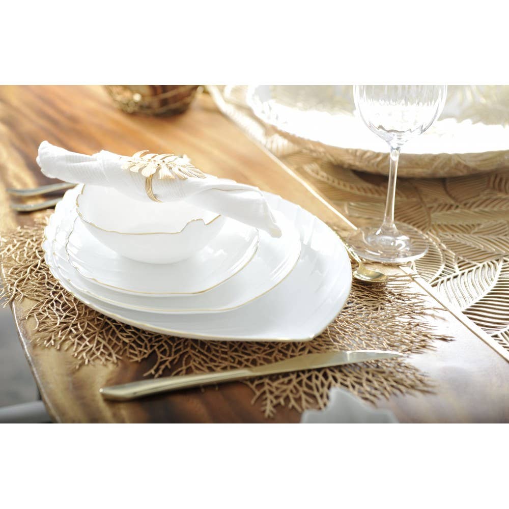 Bajo plato hoja dorada