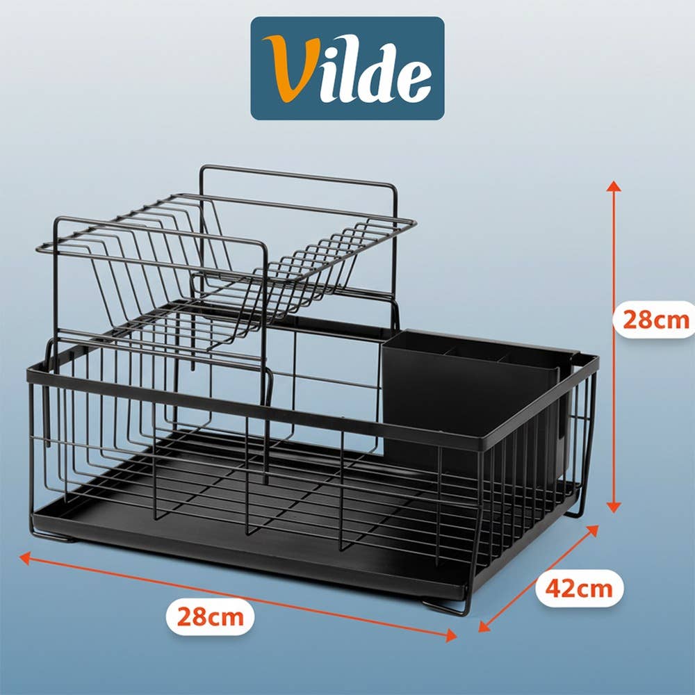 Escurreplatos metálico negro de 2 niveles 42x28x28 cm 229223