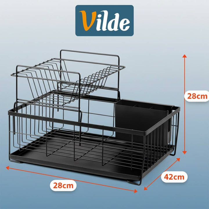 Escurreplatos metálico negro de 2 niveles 42x28x28 cm 229223