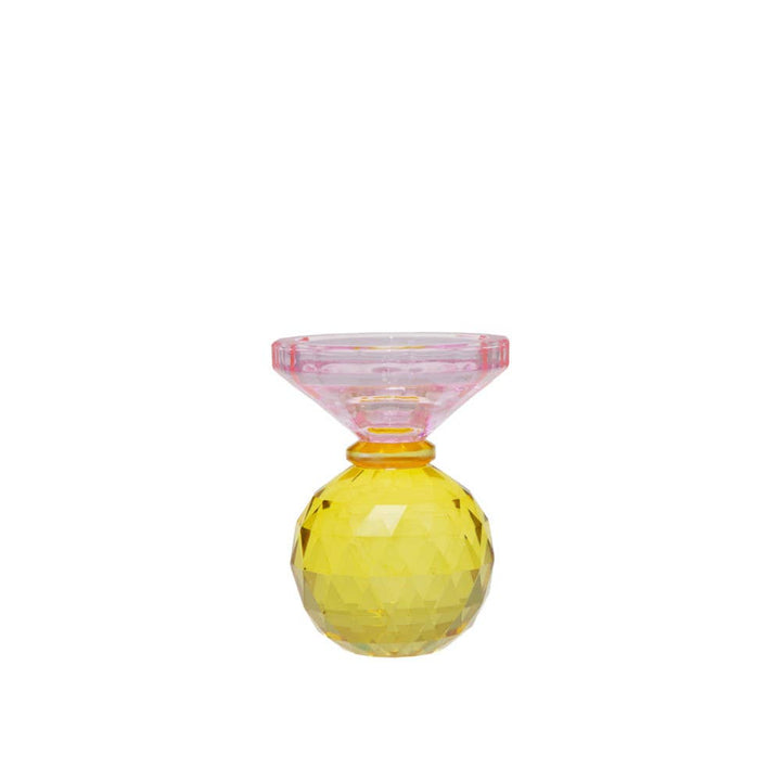 Candelabro de cristal amarillo y rosa 10cm