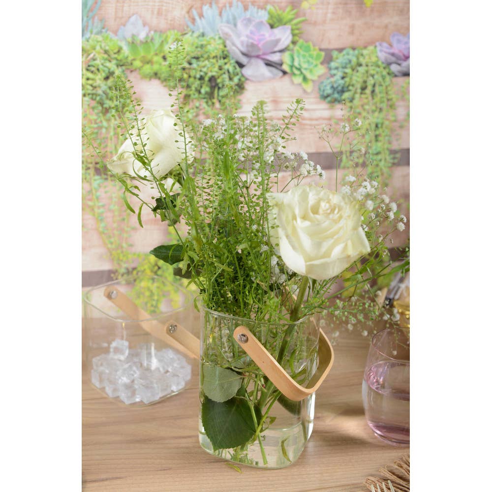 Cubo para hielo con mango de madera 11.5x11x15.5cm