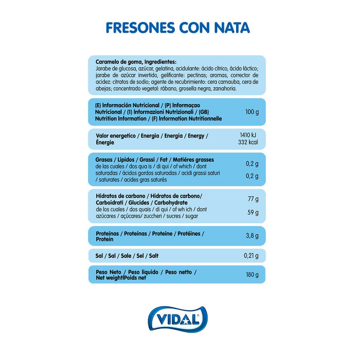 Fresones con nata caja 1 bolsa doypacks autocierre 180g