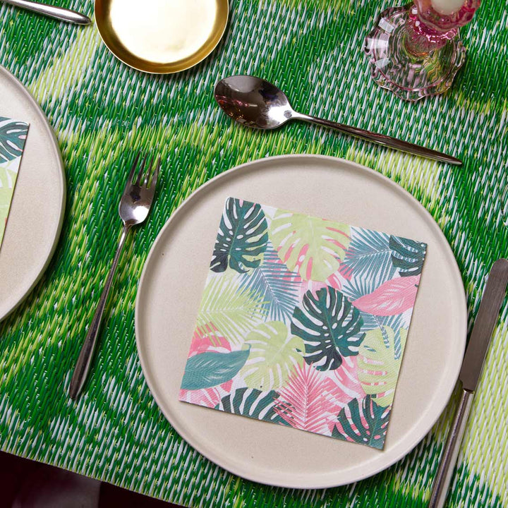 Servilletas de papel con diseño de hojas de palmeras tropicales en tonos pastel (paquete de 20)