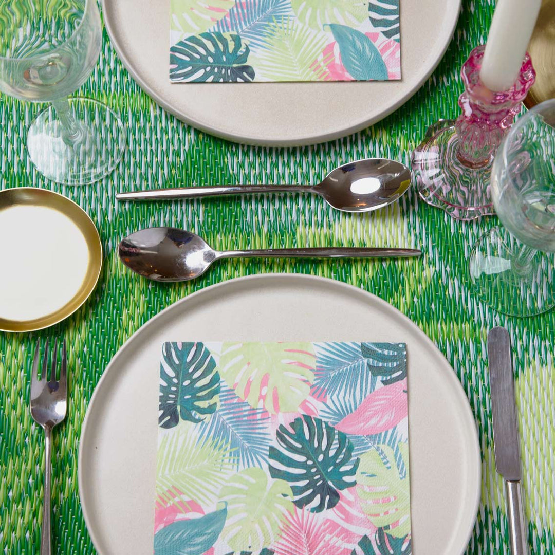 Servilletas de papel con diseño de hojas de palmeras tropicales en tonos pastel (paquete de 20)