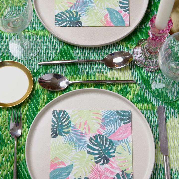 Servilletas de papel con diseño de hojas de palmeras tropicales en tonos pastel (paquete de 20)