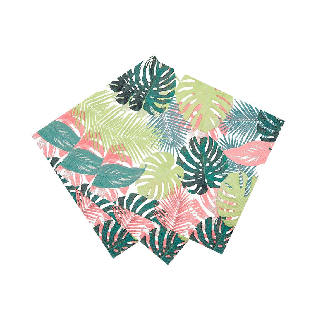 Servilletas de papel con diseño de hojas de palmeras tropicales en tonos pastel (paquete de 20)