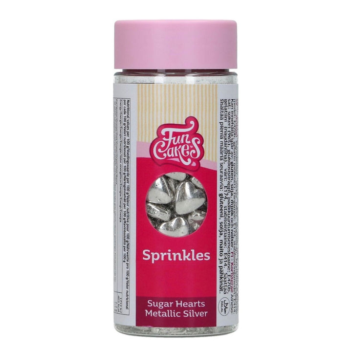 SPRINKLES FUNCAKES - CORAZONES PLATA METALIZADO (80 G)
