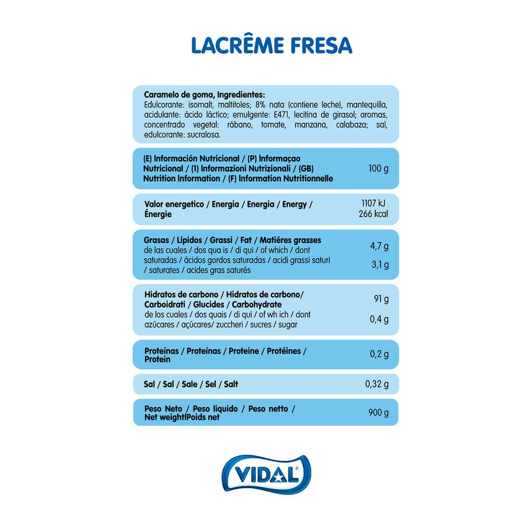 La Crême Fresa Nata sin Azúcar bolsa 900 g