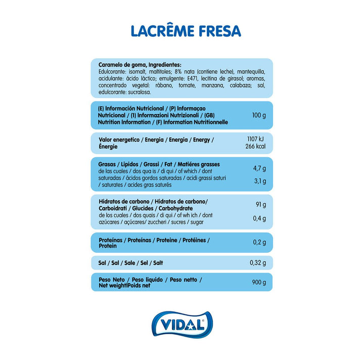 La Crême Fresa Nata sin Azúcar bolsa 900 g