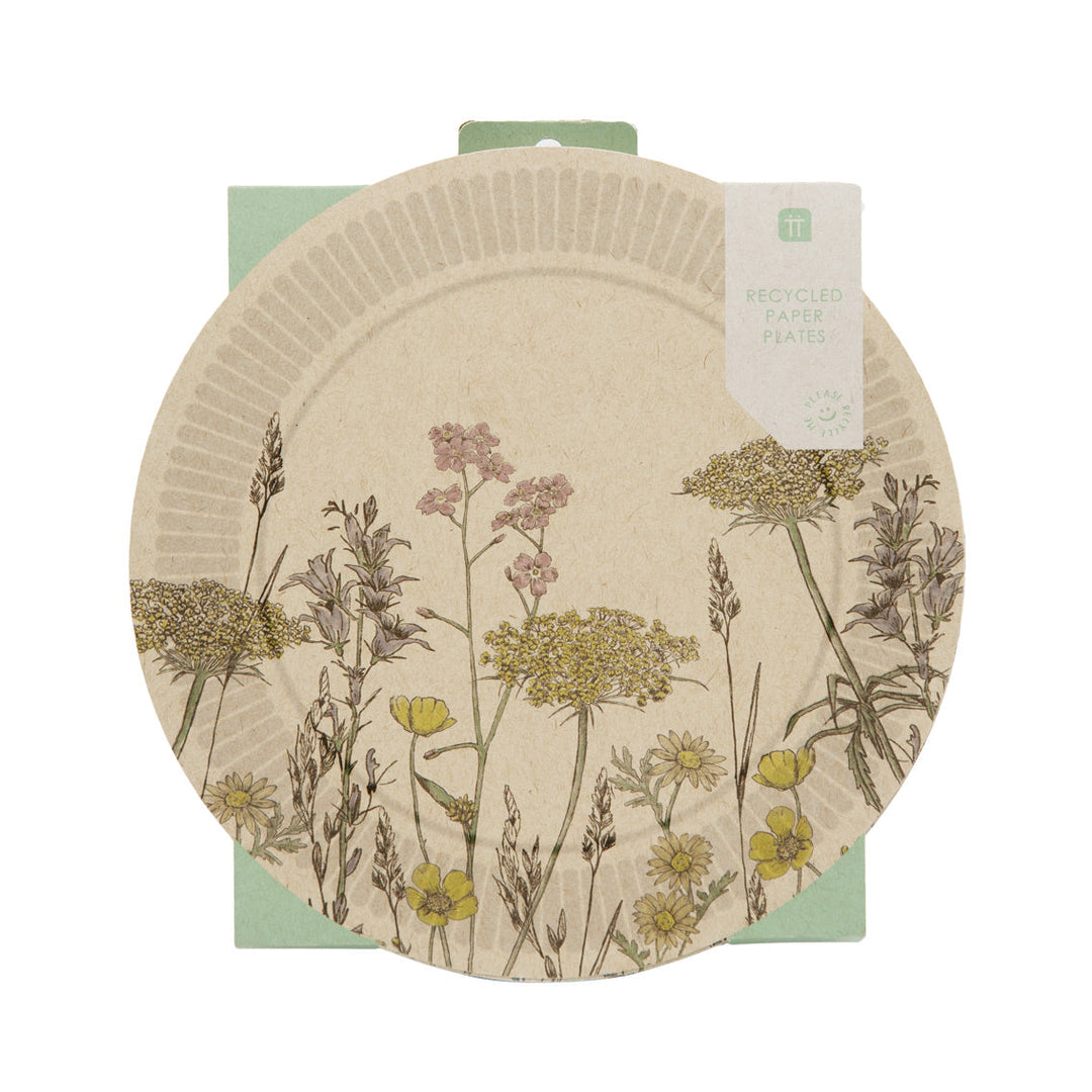 Platos florales de papel reciclado ecológico - Paquete de 12