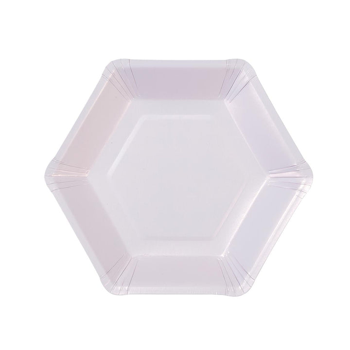 Platos de papel pastel hexagonales grandes - Paquete de 8