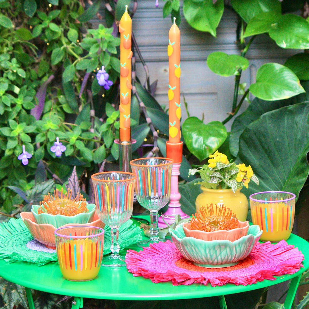 Manteles individuales de rafia de papel lila y verde, decoración primaveral, paquete de 2