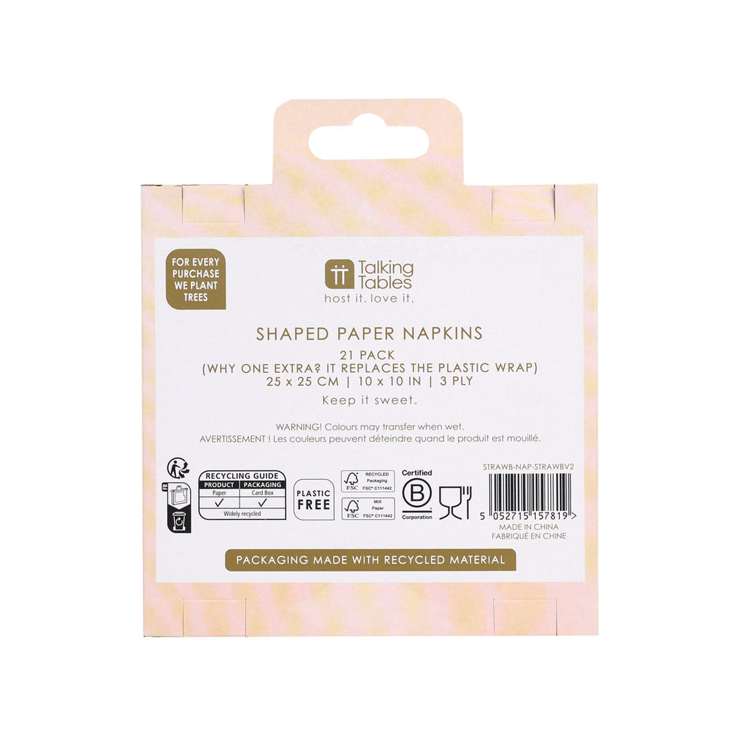 Servilletas de papel con forma de fresa Bon Appetit (paquete de 20)