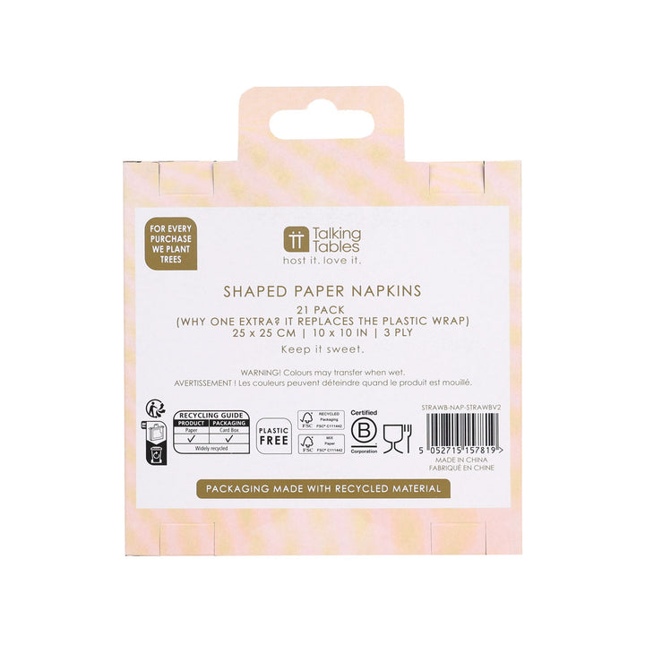 Servilletas de papel con forma de fresa Bon Appetit (paquete de 20)