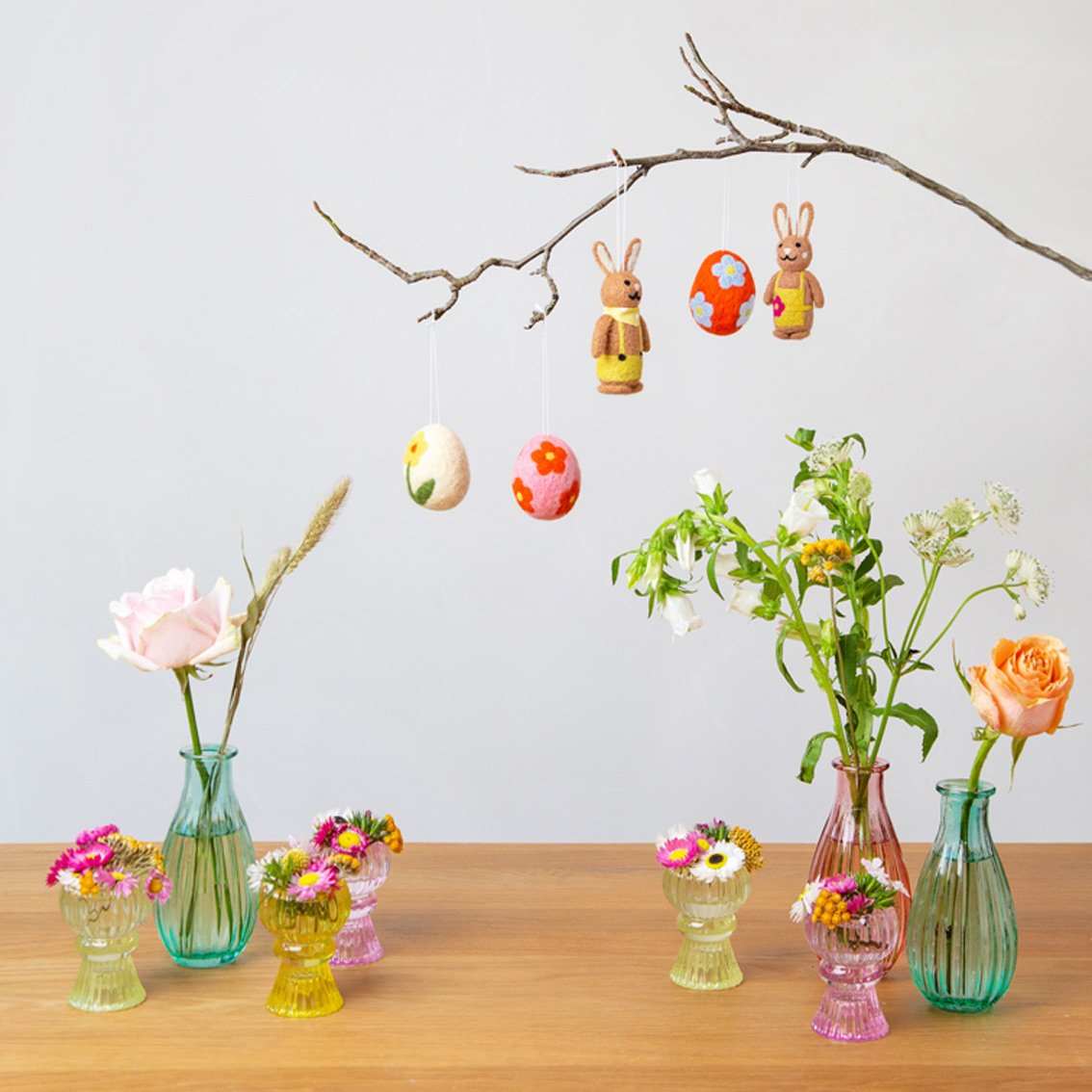 Portavelas pequeño de cristal rosa, decoración primaveral