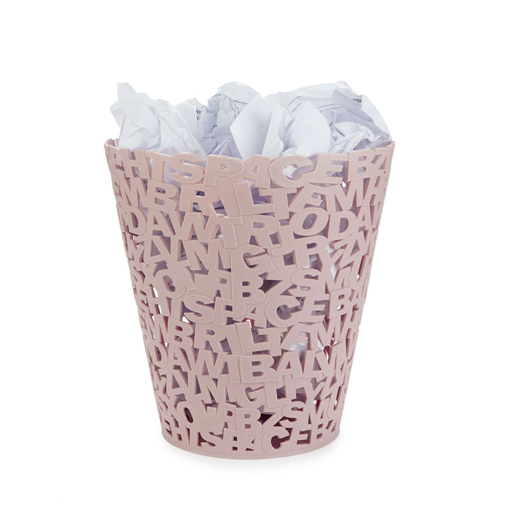 Papelera Letters rosa plástico
