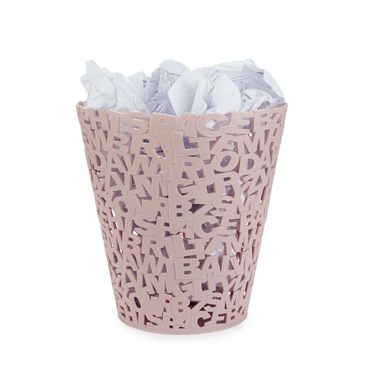 Papelera Letters rosa plástico